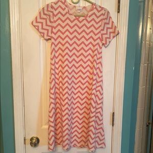 White and Pink Chevron A-Line Dress